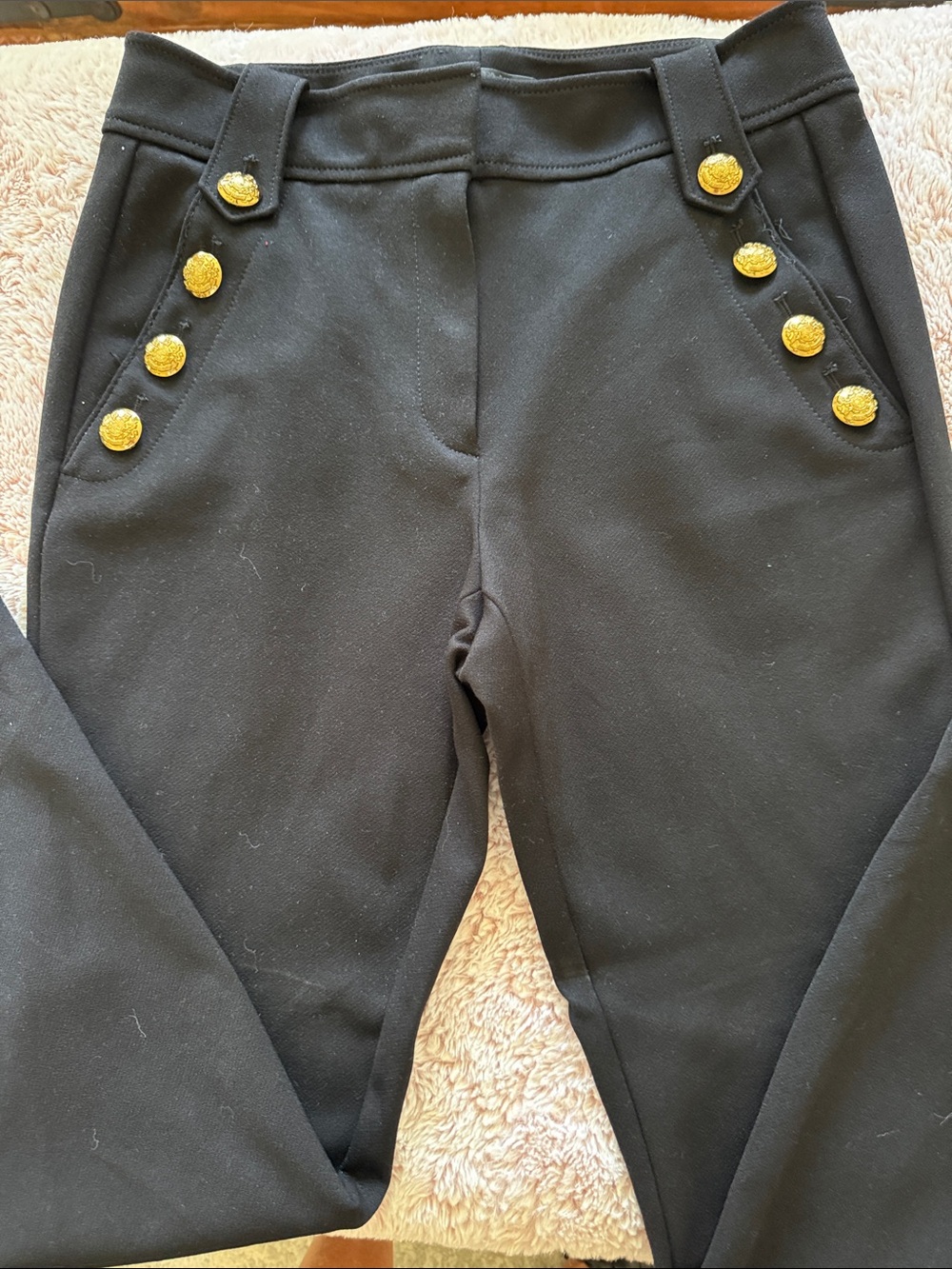 White House Black Market Black Ponte Pants with Gold Buttons